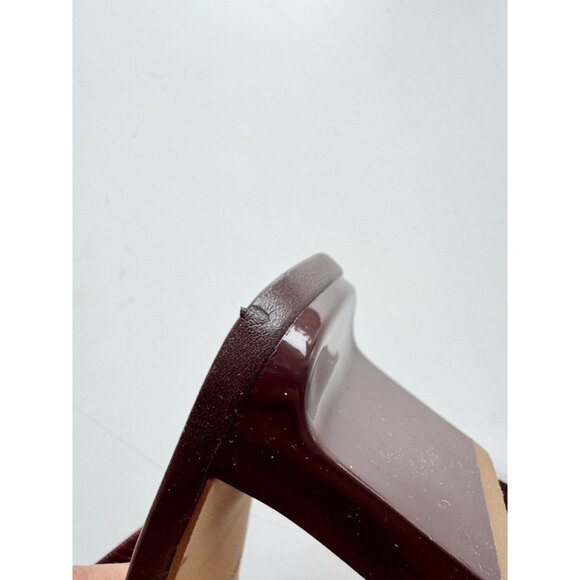 ALDO Afean Dark Brown Burgundy Leather Square Toe Slip On Mules Slides, Size 7 - Picture 8 of 12